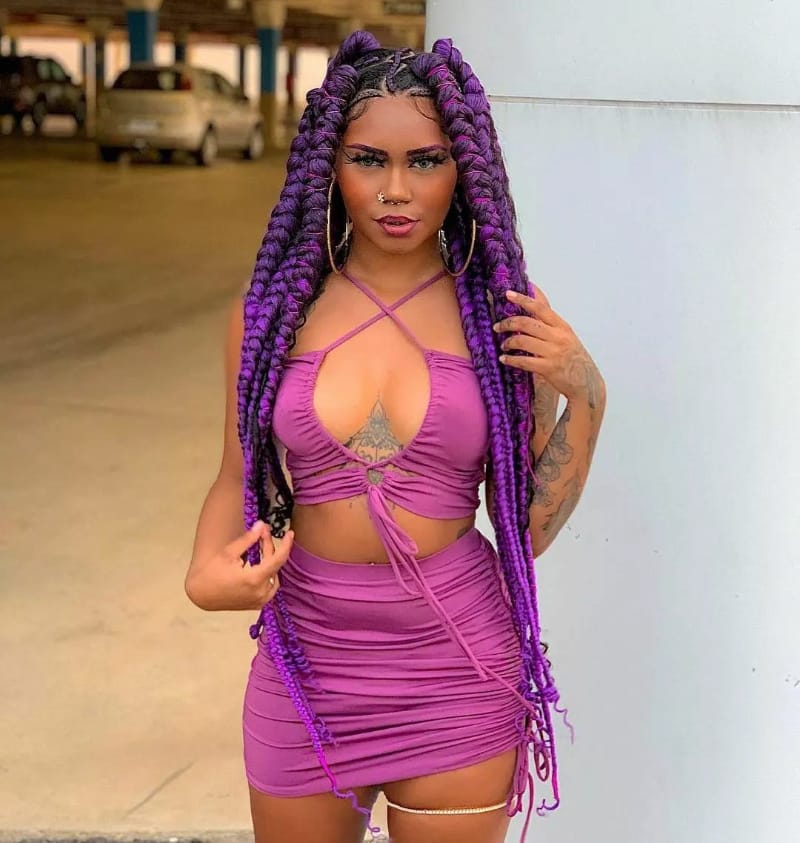 Thick Purple Braids