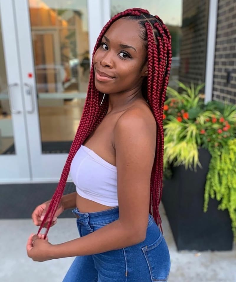 Burgundy Box Braids