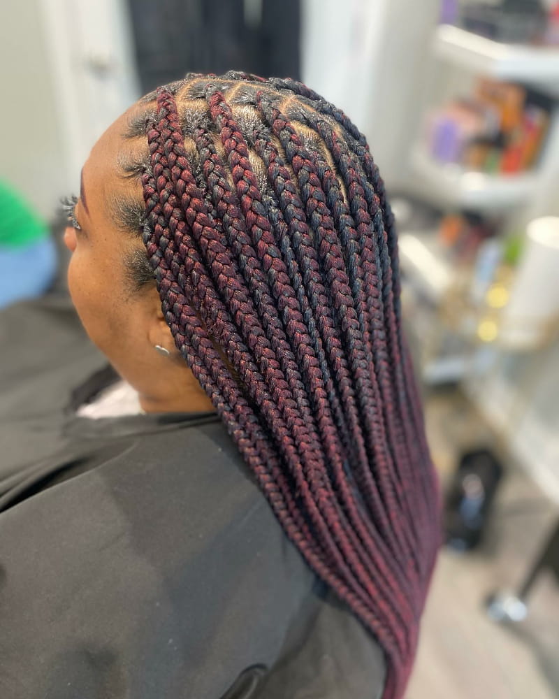 Burgundy Box Braids