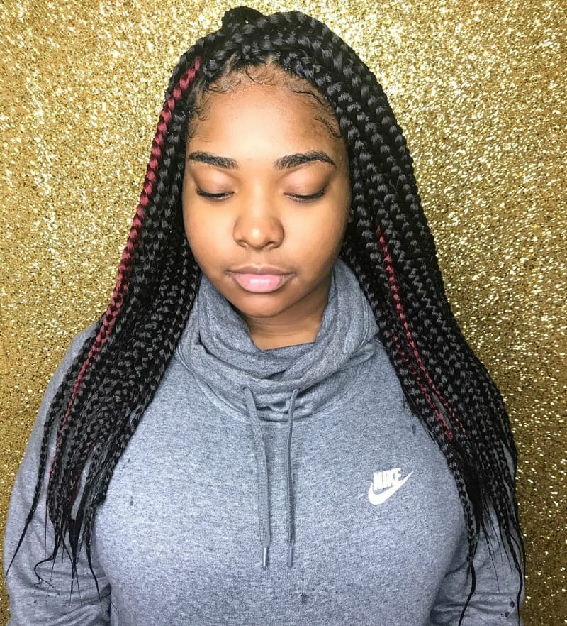 Burgundy Highlighted Big Box Braids