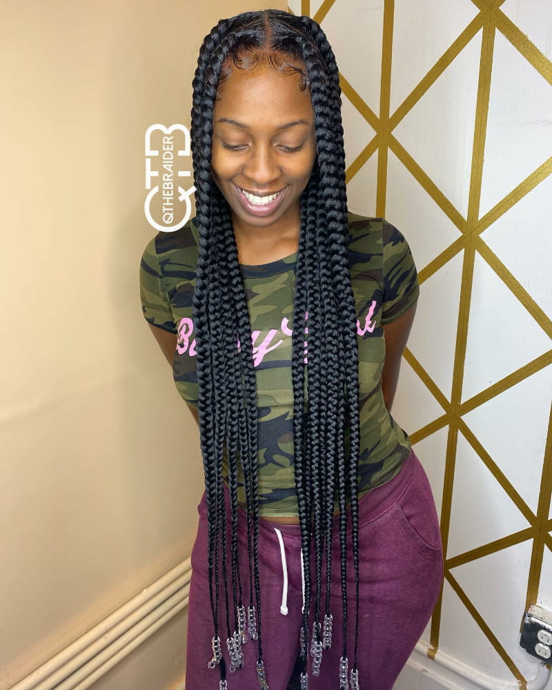 Big Box Braids with Beads