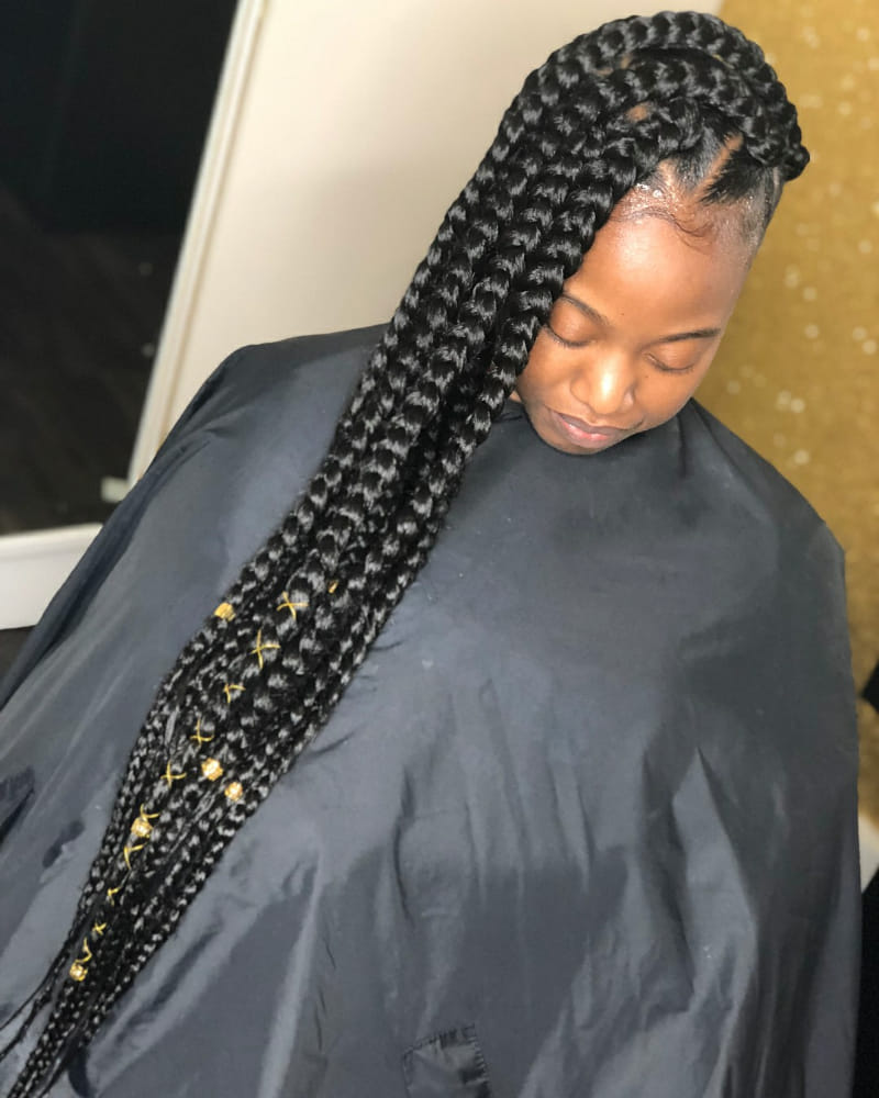 Side-Swept Big Box Braids