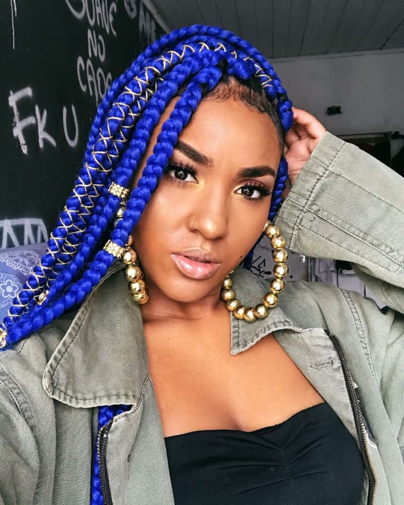 Side-Swept Box Braids