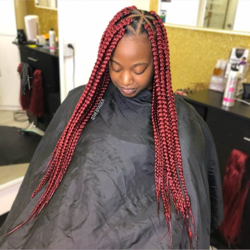 Side-Parted Big Box Braids