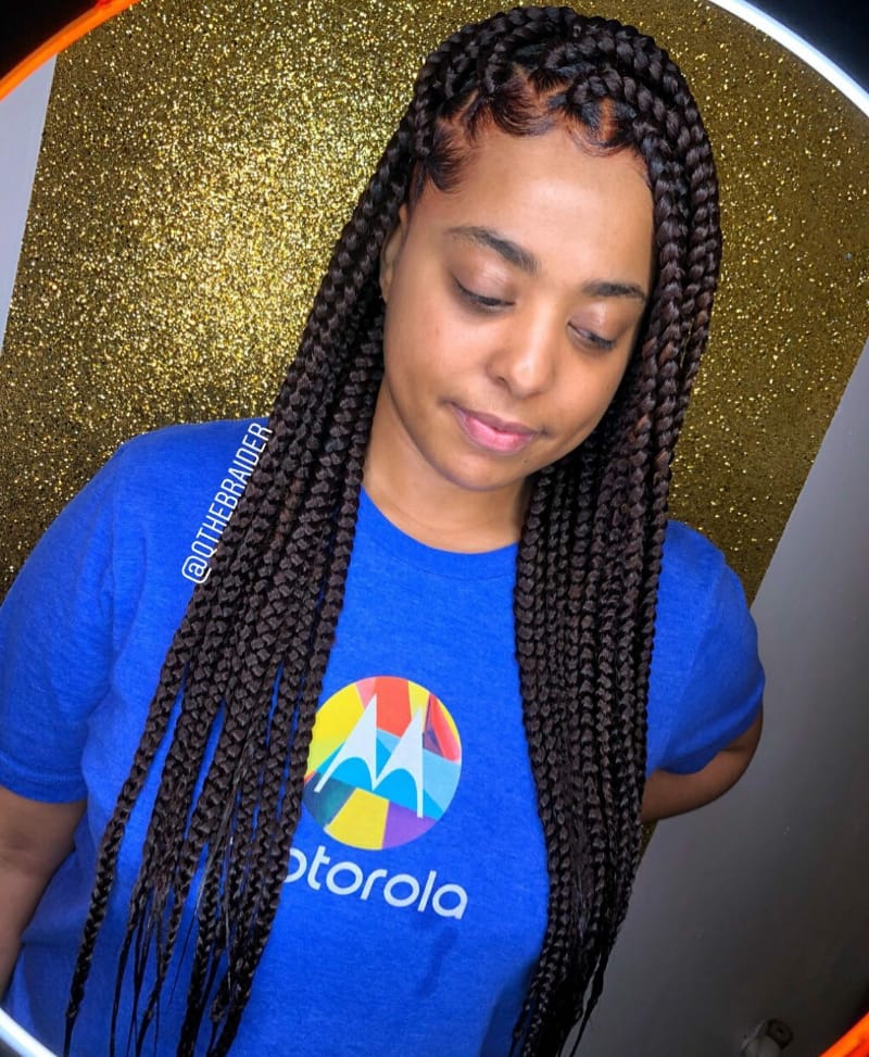 Side-Swept Box Braids