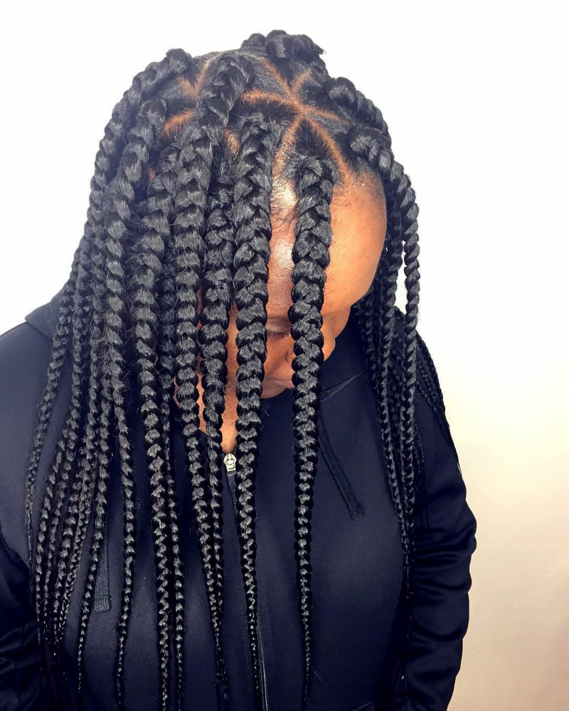 Triangle-Shaped Big Box Braids