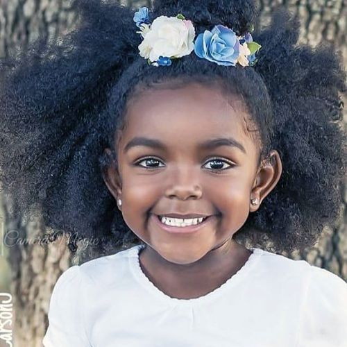 Floral Afro : cute hairstyles for black girls