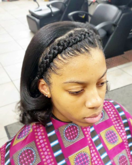 Headband Braids with Straight Hair : cute hairstyles for black girls