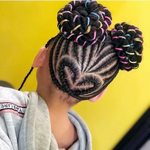 Love Cornrows with Colorful Topknots