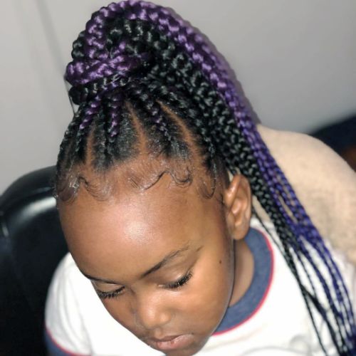 Multiple Colored Cornrows into a High Ponytail : cute hairstyles for black girls