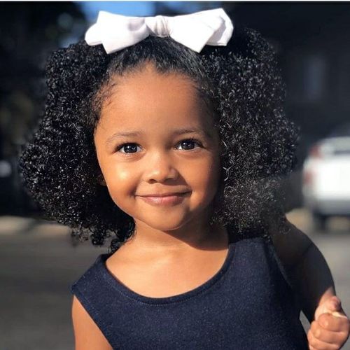 Shoulder Length Afro with White Ribbon : cute hairstyles for black girls