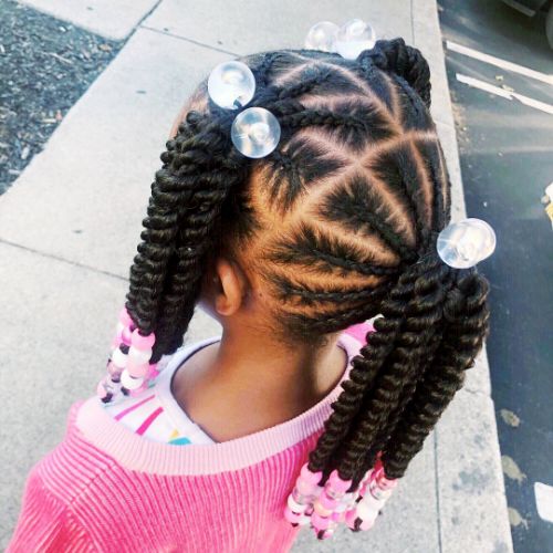 Transparent Beads + Cornrows and Twisted Ponytails : cute hairstyles for black girls
