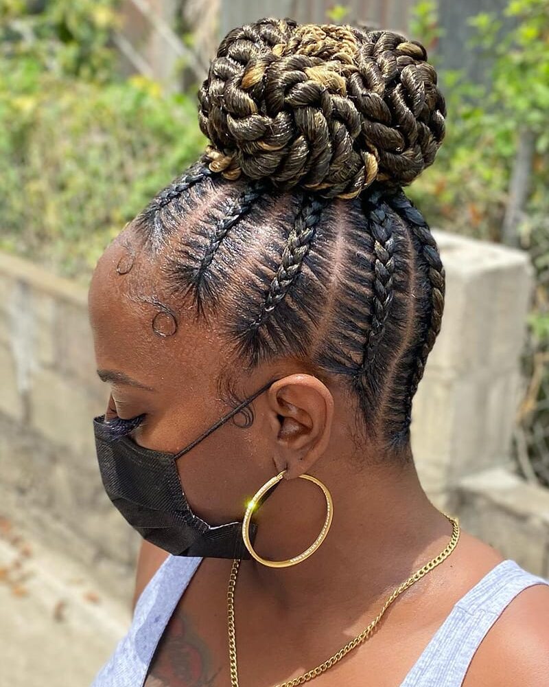 Braided Pineapple Updo Hairstyles for African AMerican Women